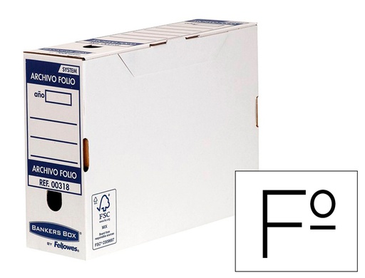 [0031802] CAJA ARCHIVO DEFINITIVO FELLOWES FOLIO CARTON RECICLADO 100% LOMO 100 MM MONTAJE AUTOMATICO COLOR AZUL