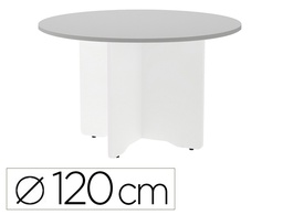 [3006AW02] MESA DE REUNION ROCADA REDONDA 3006AW02 ESTRUCTURA MADERA EN ASPAS COLOR BLANCO TABLERO GRIS 120CM DIAMETRO