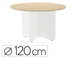 [3006AW01] MESA DE REUNION ROCADA REDONDA 3006AW01 ESTRUCTURA MADERA EN ASPAS COLOR BLANCO TABLERO HAYA 120CM DIAMETRO