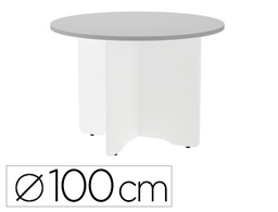 [3005AW02] MESA DE REUNION ROCADA REDONDA 3005AW02 ESTRUCTURA MADERA EN ASPAS COLOR BLANCO TABLERO GRIS 100CM DIAMETRO