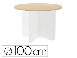 [3005AW01] MESA DE REUNION ROCADA REDONDA 3005AW01 ESTRUCTURA MADERA EN ASPAS COLOR BLANCO TABLERO HAYA 100CM DIAMETRO