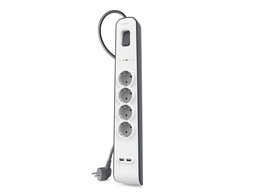 [BSV401VF2M] REGLETA BELKIN BSV401VF2M PROTECCION SOBRETENSION 4 TOMAS + 2 PUERTOS USB BOTON APAGADO Y ENCENDIDO COLOR