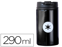 [4880NEGRO] VASO ANTARTIK ACERO INOXIDABLE CON TAPA DOSIFICADOR DE SEGURIDAD Y BASE ACOLCHADA 290 ML COLOR